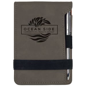 3 1/4" x 4 3/4" Laserable Leatherette Mini Notepad with Pen