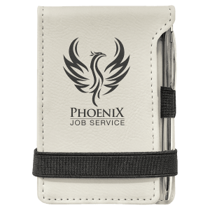 3 1/4" x 4 3/4" Laserable Leatherette Mini Notepad with Pen