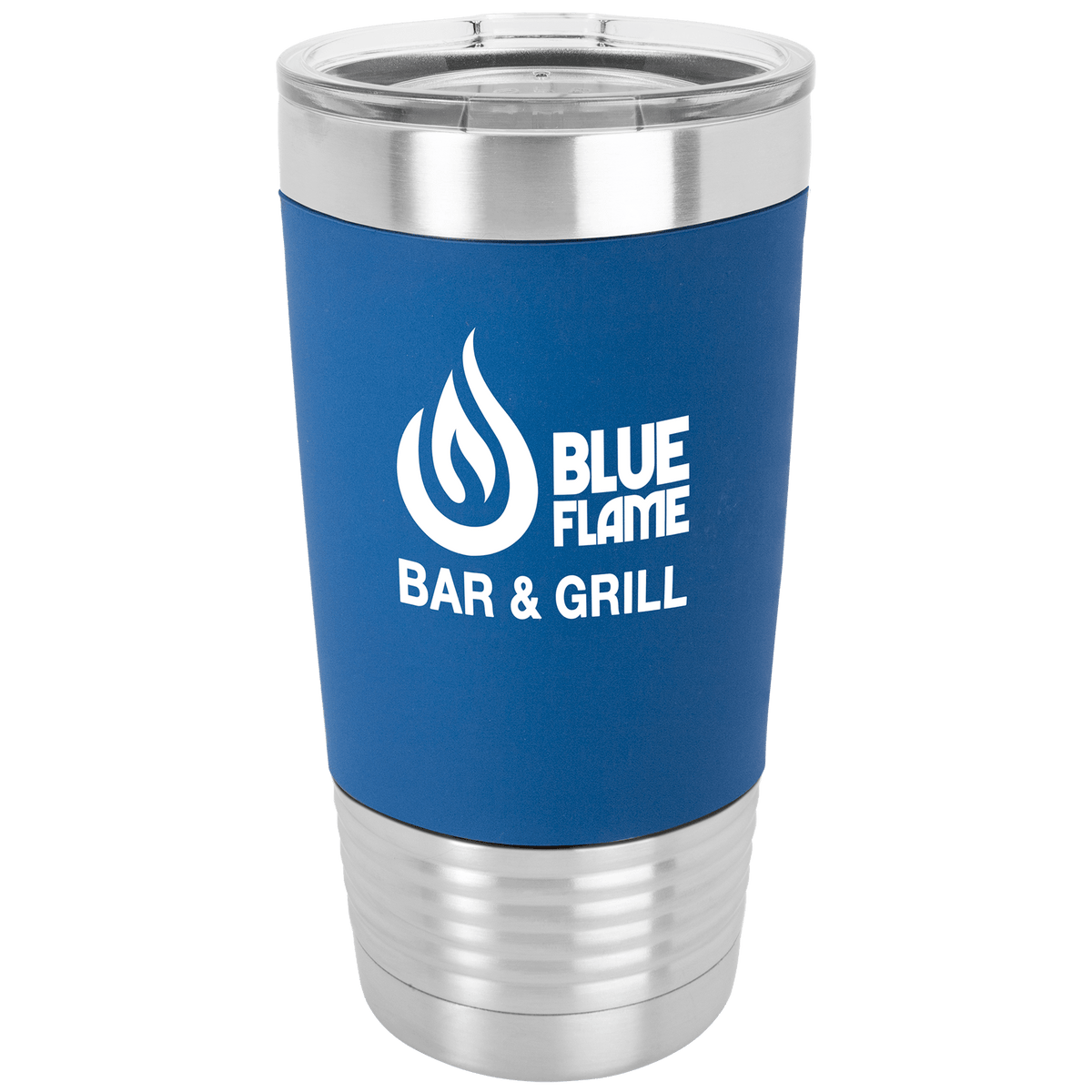 20 oz. Black/White Tumbler with Silicone Grip and Clear Lid