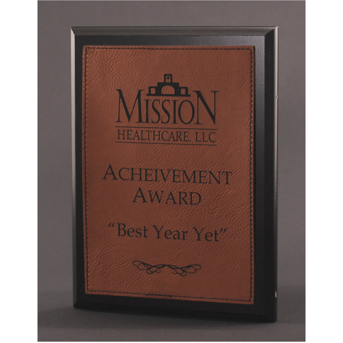 Ebony Finish Plaque with Rawhide Leatherette Plate