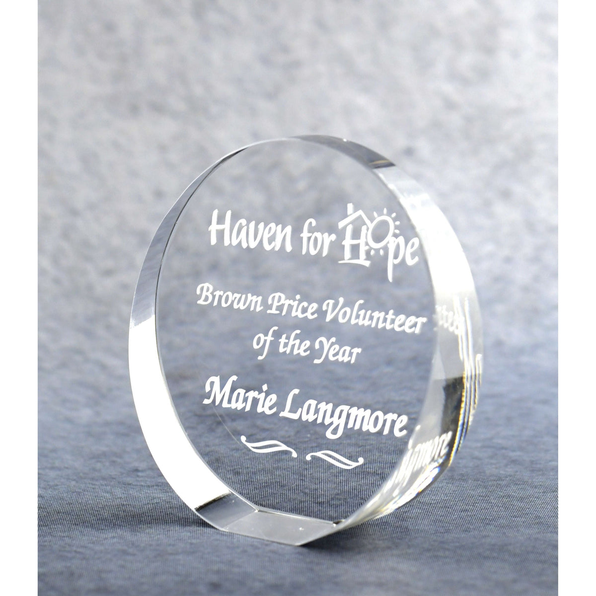 Circular Optic Crystal Paperweight