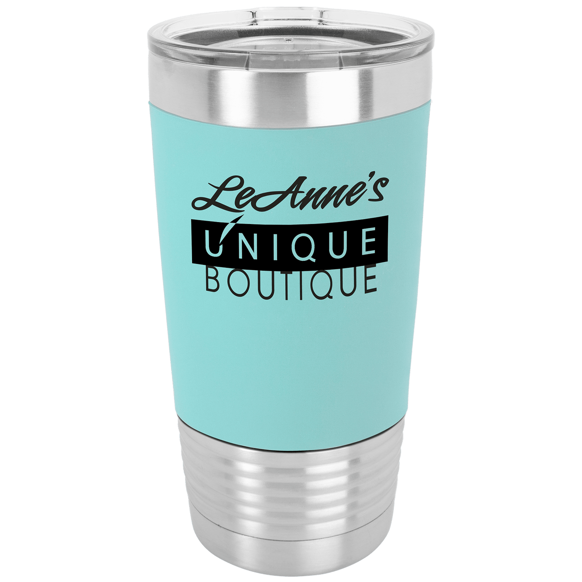 20 oz. Black/White Tumbler with Silicone Grip and Clear Lid